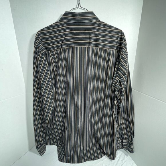 RED X Button-Down Shirt LS L, shades of grey brown & silver stripe 100% cotton - Picture 4 of 5